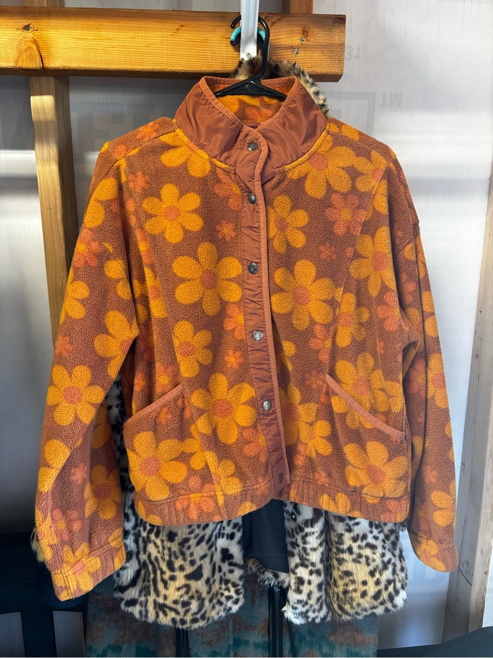 70s retro Floral Fleece Jacket - Women